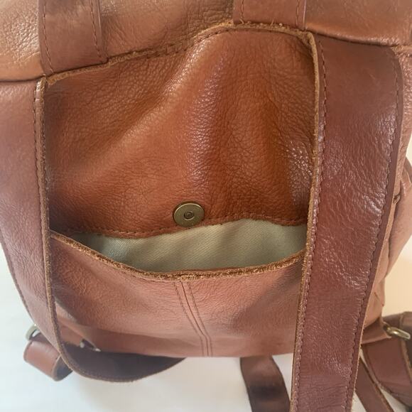 American Leather Co. Women’s Brown Leather Double Strap Casual Backpack Flaw - Picture 3 of 14